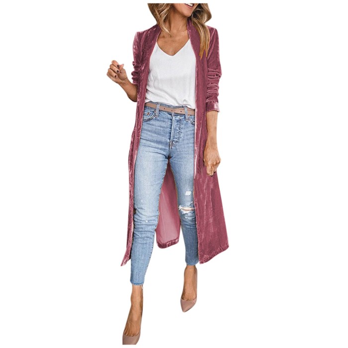 Women's Long Sleeve Tops Casual Cardigan Cover Up Tops Coat Turn-down Collar Outwear
