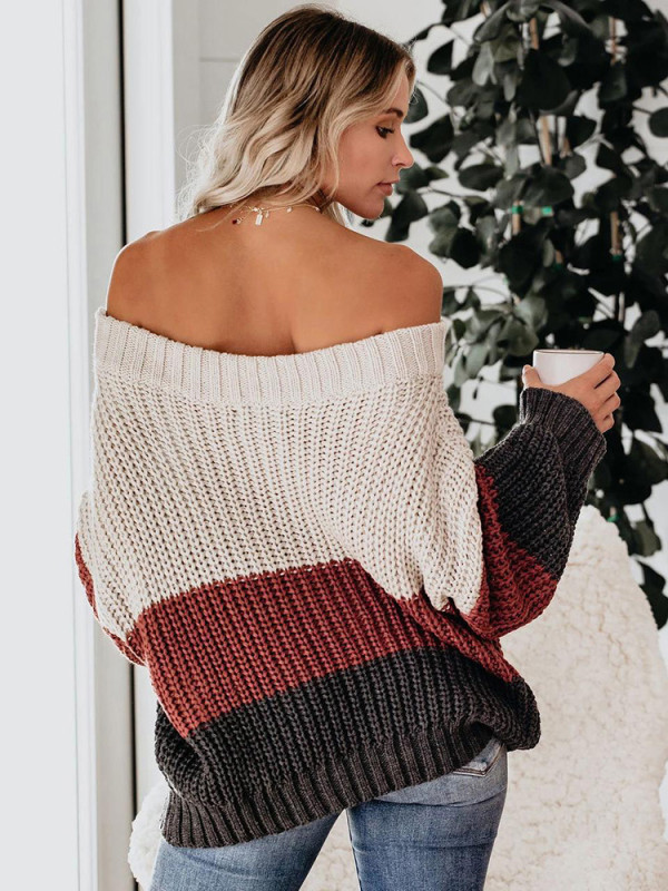 Fashion Off-the-Shoulder Oversized Bohemian Knit Slim Sweater
