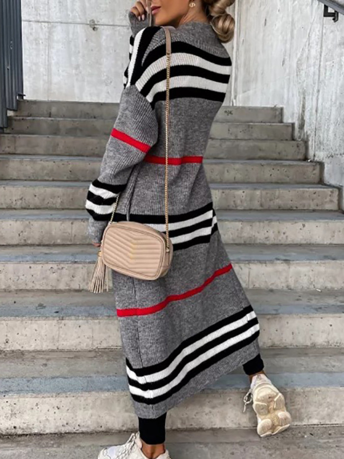 Women Loose Fit Long V-Neck Full Sleeve Casual Streetwear Sweaters  Cardigan