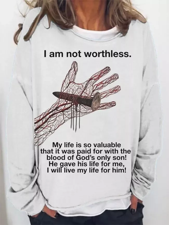 Jesus Print Crew Neck Long Sleeve Sweatshirt