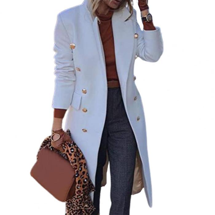 Solid Color Wool Coat Slim Fit Double-breasted Overcoat