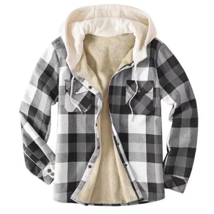 Mens Winter Plaid Thick Casual Jacket