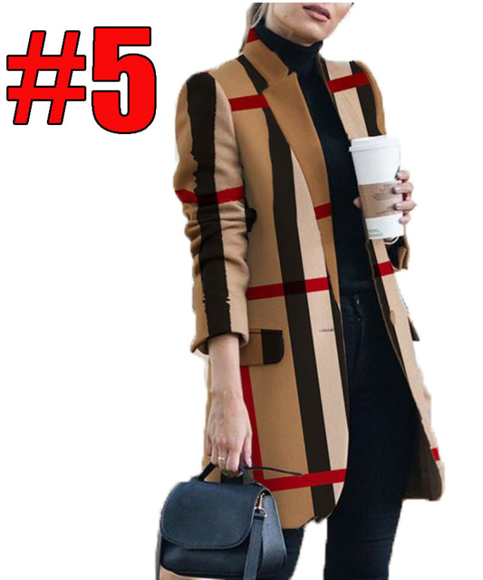 Women's Fashion Casual Versatile Solid Color Stand Collar Wool Coat