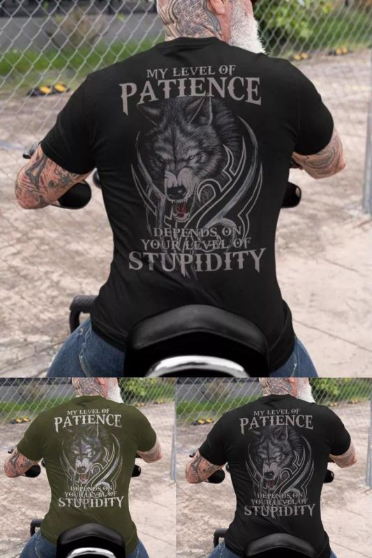 My Level of Patience Wolf  Men's T-Shirt