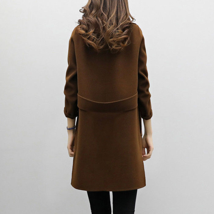 Winter Women's Wool Long Sleeve Lapel Casual Elegant Coat