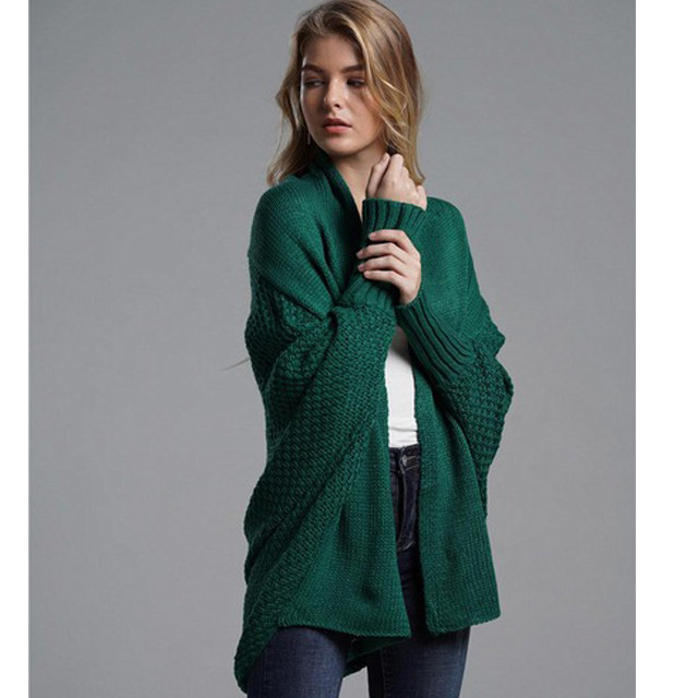 Sweater Cardigan Women Fashion Solid Color Loose Batman Sleeves