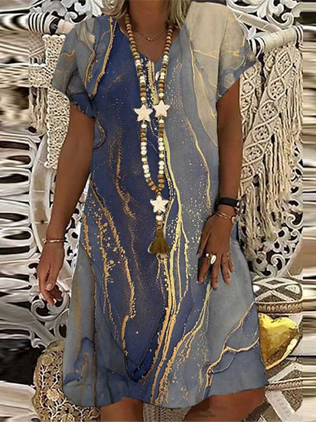Women Loose Lace Patchwork Boho Vintage Ruffles Befree Printed Dress