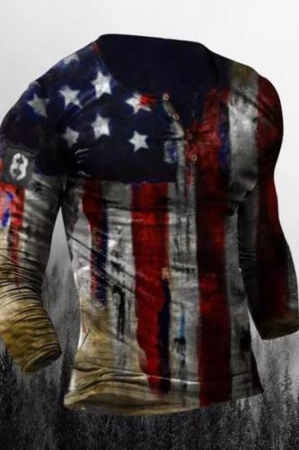 Men's Outdoor Independence Day Printed Freedom Long Sleeve