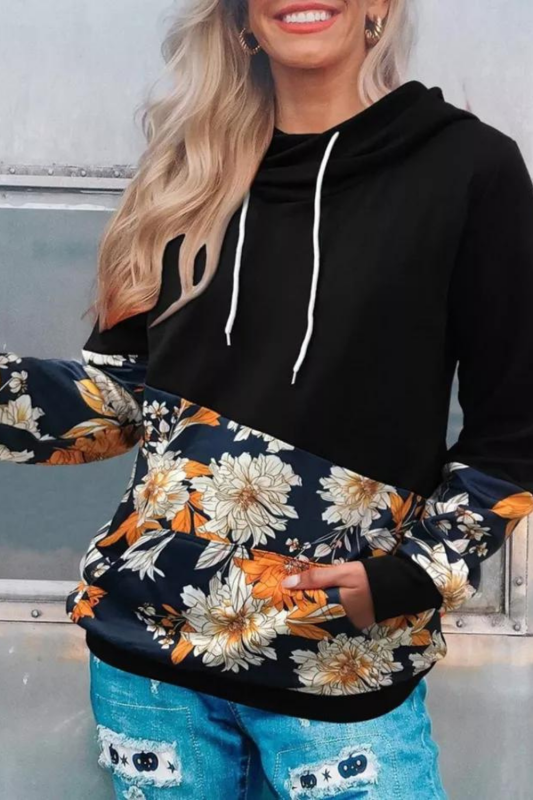 Women's Hoodies Long Sleeve Floral Printed Hoodie