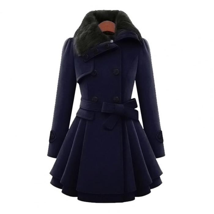 Ladies Stylish Warm Buttons Oversize Coat Streetwear Wrap Coat