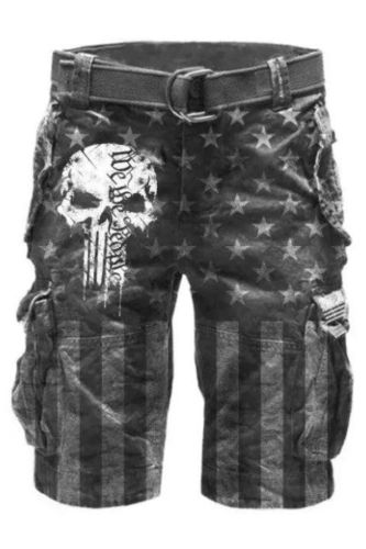 Men's Retro Cargo Shorts Graphic Patterned Skull 3D Print Shorts