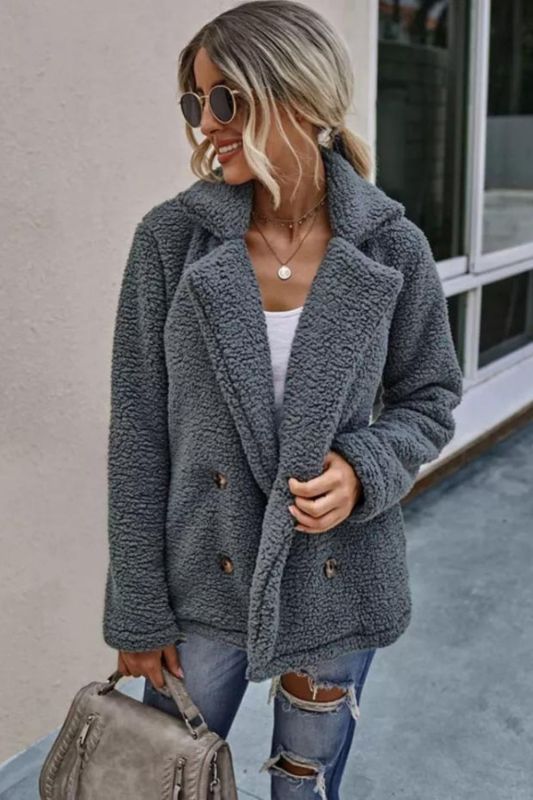 Fashion Solid Color Teddy Bear Faux Fur Thick Warm Plush Coat