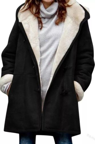 Fashion Parker Hooded Solid Color Flare Button Fashion Casual  Coats Outerwear