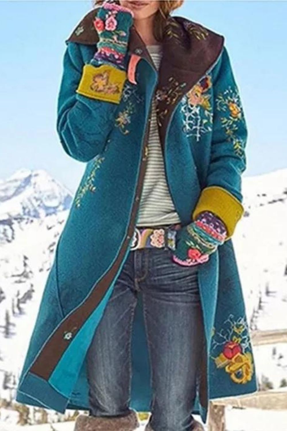 Fashion Warm Printed Retro Women's Coat