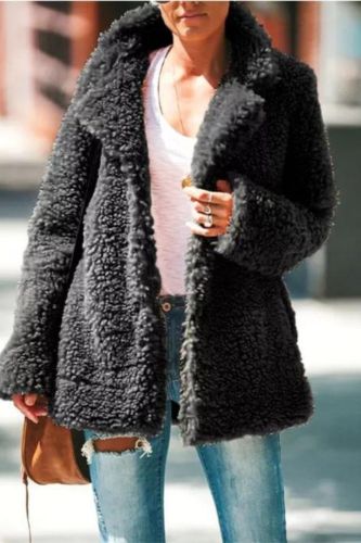 Fashion Fleece Jacket Fluffy Cropped Button Faux Fur Cardigan Coat