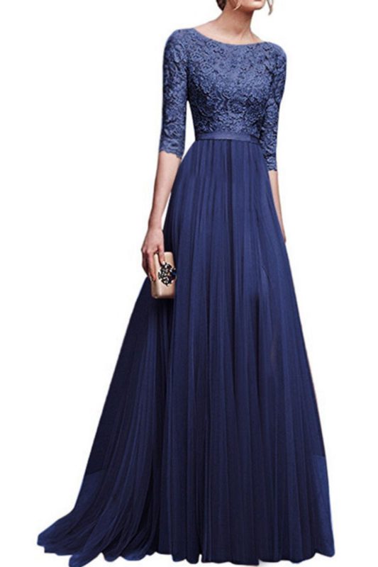 Women Lace Chiffon Elegant Party Evening Dresses