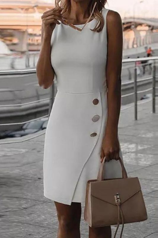 Fashion Solid Color Casual Sleeveless Sexy  Bodycon Dress