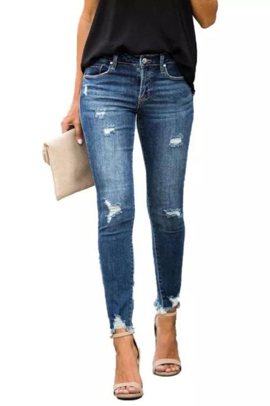 Fashion Skinny Retro Distressed Ripped Casual Jeans