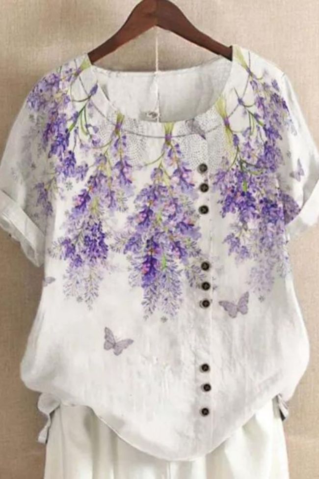 Fashion Casual Crewneck Top Comfortable Breathable  Blouses & Shirts