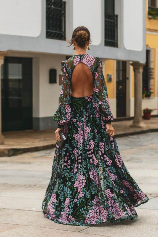 Bohemian Style Floral Printing Gauzy Dress