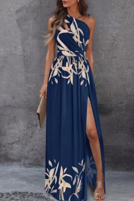 Sexy Floral Camisole Fashion Sleeveless Slim Off Shoulder Party Maxi Prom Dress