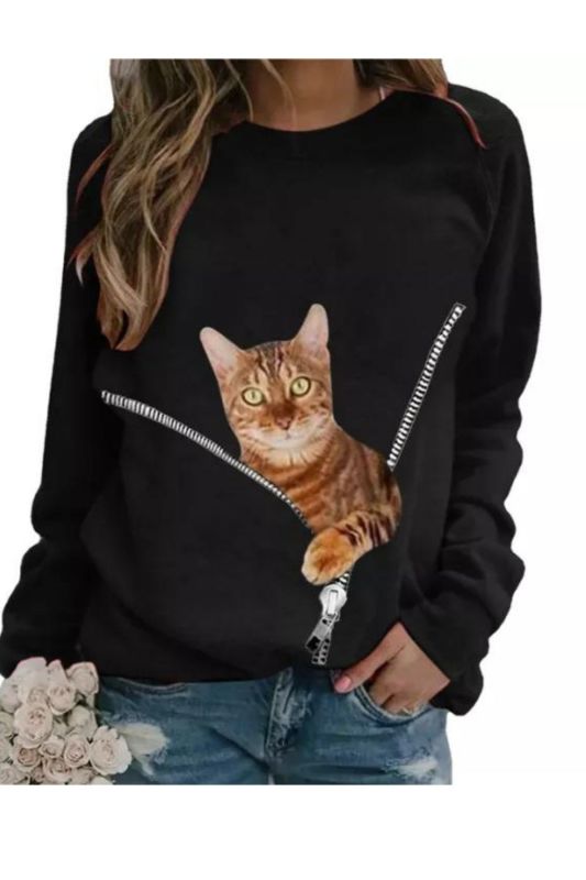 Fashion Casual Loose Print Round Neck Long-Sleeved Sweatshirts