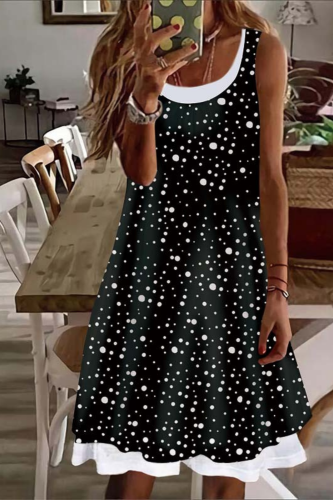 Women's Sleeveless Casual Polka Dot Print Dress