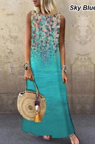 Elegant Floral Sleeveless Casual Strapless Fashion  Maxi Dress