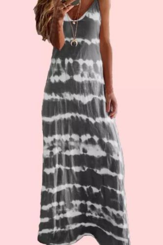 Fashion Vintage Stripe Casual Ruffle Elegant Maxi Dress