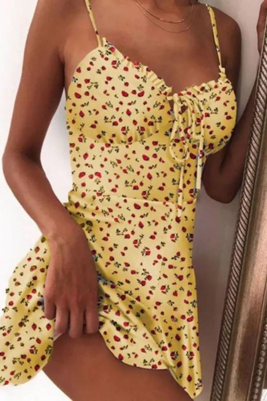 Casual Fashion Sling Sleeveless Printed Party Mini Dress