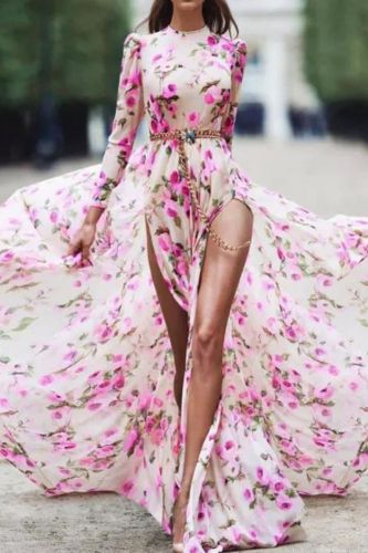 Fashion Print Party Vintage Elegant Boho  Maxi Dress