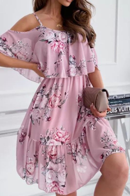 Trendy Floral Print Sexy Casual Boho Midi Dress