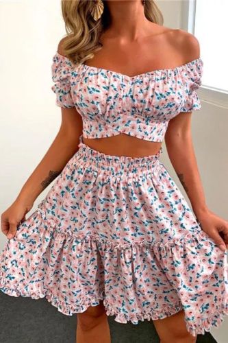 Trendy Bohemian Floral Short Sleeve A-Line Mini Dress