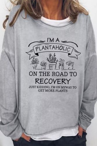 Plantaholic Crew Neck Letter Sweatshirt