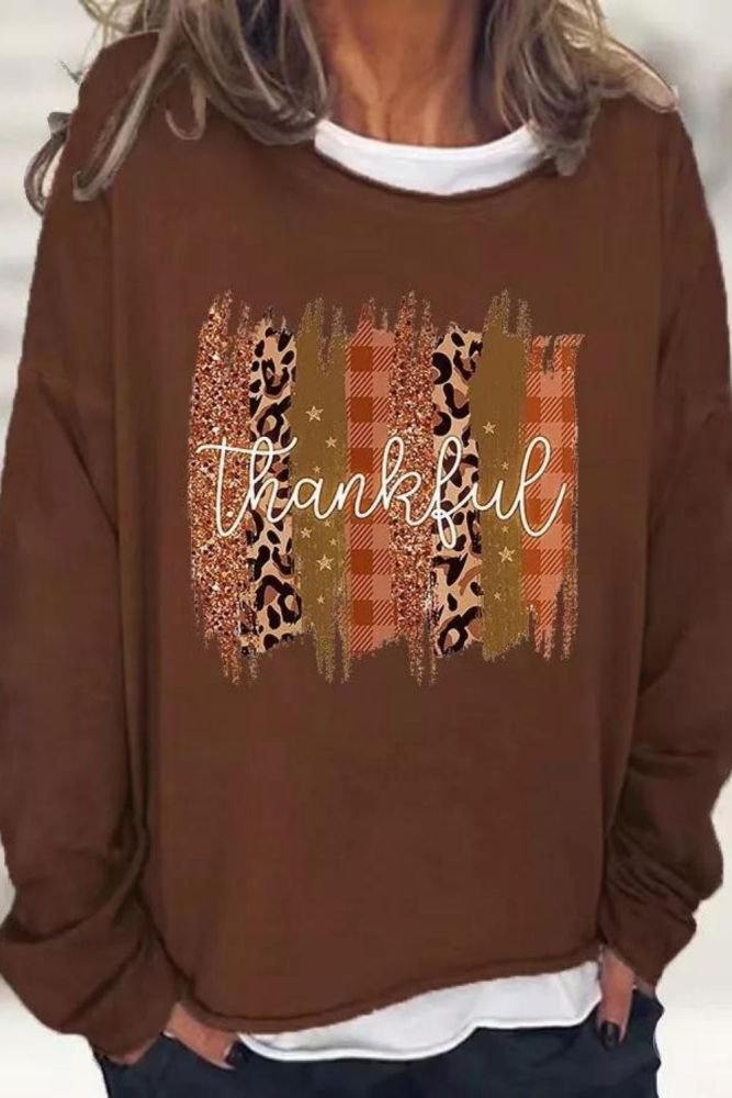 Fashion Strip Leopard Print Long Sleeve Sweatshirt