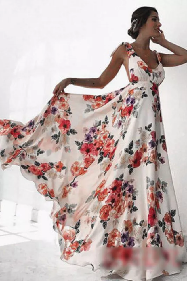 Elegant Fashion Floral Print Maxi Dress