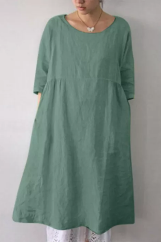 Cotton Linen Vintage Casual Loose Dress