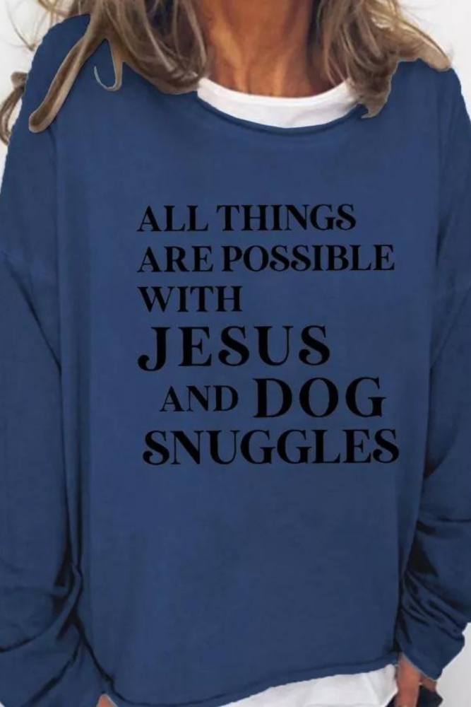All Things Are Possible with Jesus Crew Neck Cotton Blends Sweatshirt