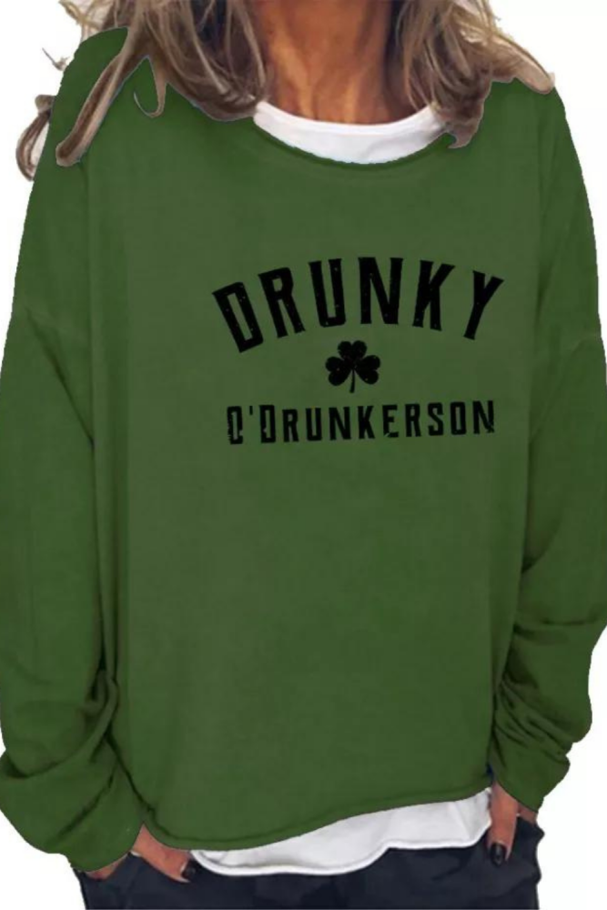 Shamrock Sweatshirt Drunky O'drunkerson Women's Pullover Hoodie