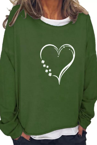 Four Leaf Clover Sweatshirt Heart Image Women's St Patrick's Day Pullover Hoodie