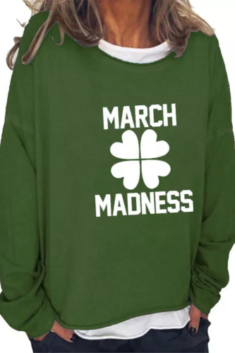 Four Leaf Clover Sweatshirt March Madness Women's Pullover St Patrick's Day Hoodie