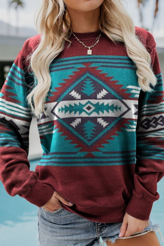 Women's Western Wear Aztec Style Sweatshirt Long Sleeve