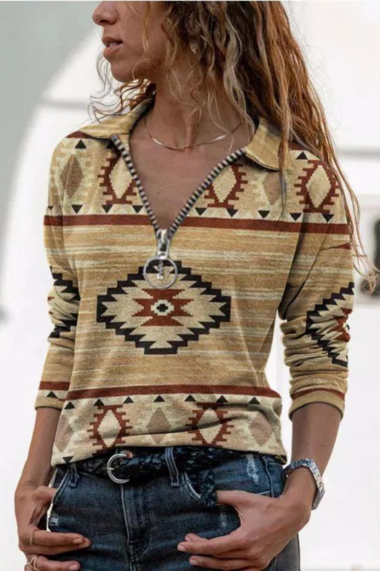 Women's Aztec Africa Native Ethnic Pattern Long Sleeve Sweatshirt