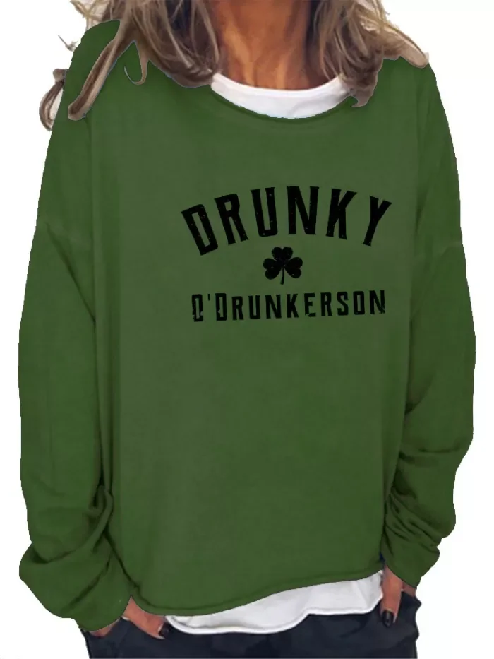 Shamrock Sweatshirt Drunky O'drunkerson Women's Pullover Hoodie