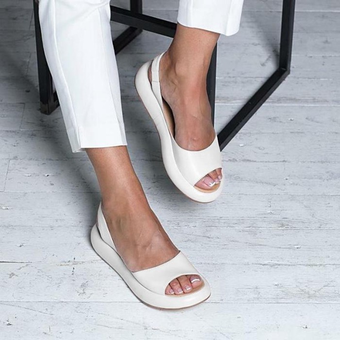 Flip Flops Fashion Roman Slip On Breathable Non-slip Solid Color Casual Sandals