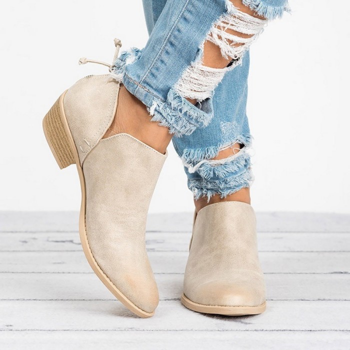 Fashion Square Heel High Heels Casual Ankle Boots