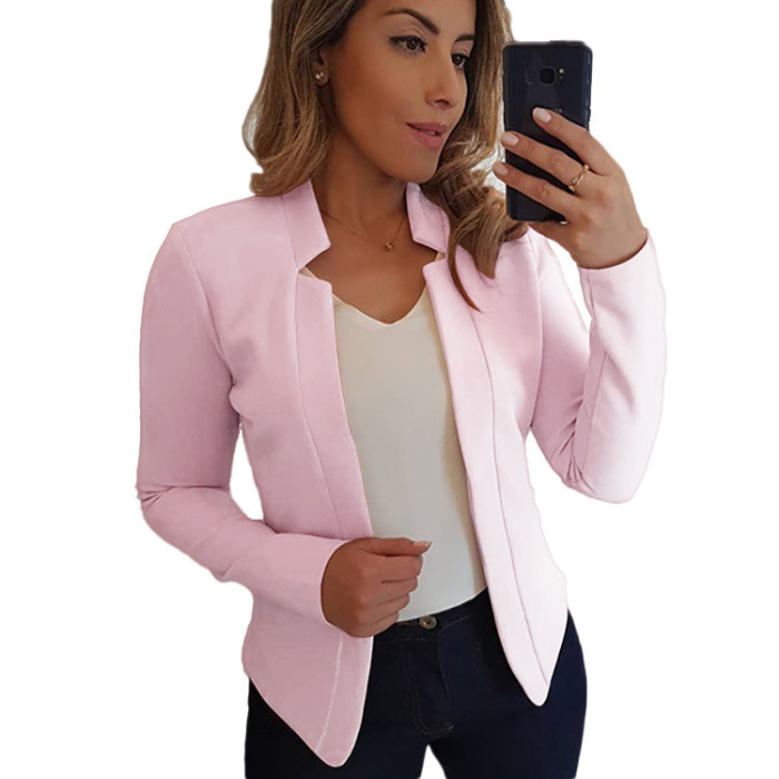 Women's Fashion Long Sleeve Solid Color Top Blazer