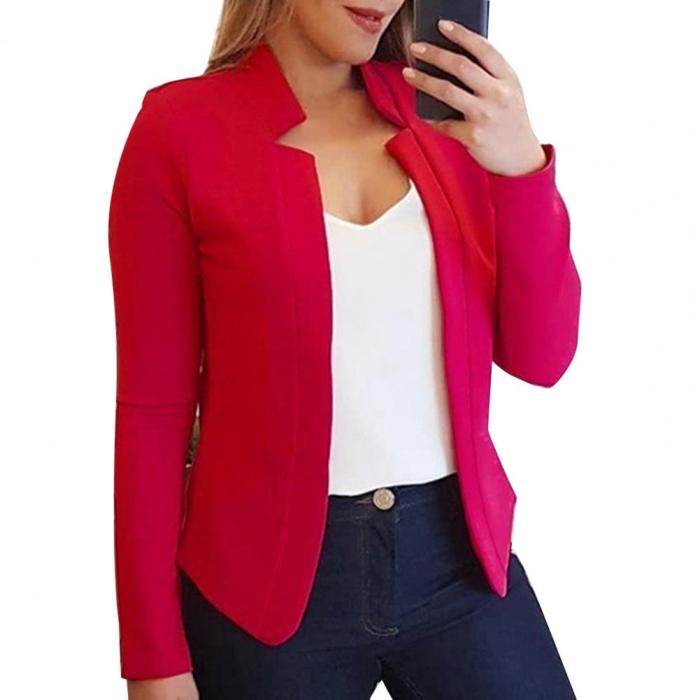 Women's Fashion Cardigan Solid Color Slim Long Sleeve Warm Business  Blazers