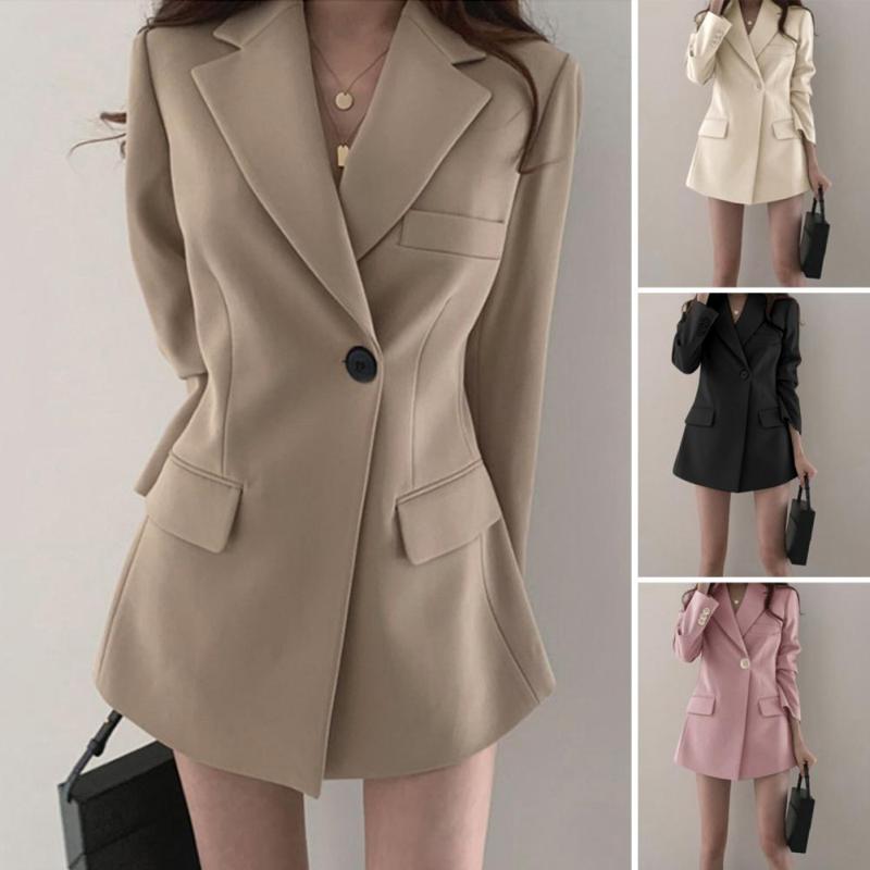 Fashion Office Ladies Solid Color British Style Casual Blazer