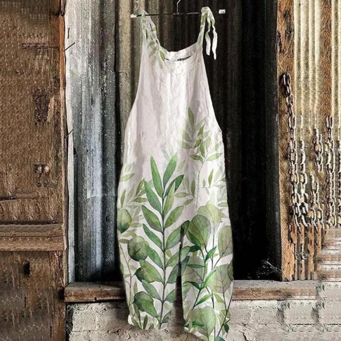 Fashion Wide-leg Colorful Baggy Flower Print Jumpsuit